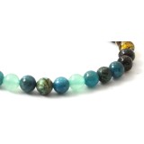 rav armbånd - voksen - rav- aventurine-apatite-african turkis - 18 cm.